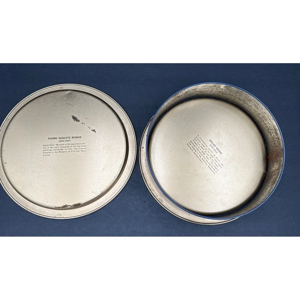 Vtg Tin Canister Serving Tray Lid 13.5